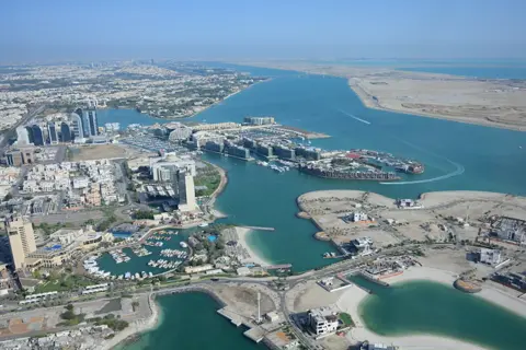 Marinas and coastal channels viewed from Observation Deck at 300