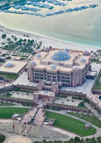 Emirates Palace and coastline seen from Observation Deck at 300