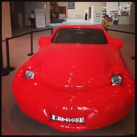 Red Fat Car artwork inside Manarat Al Saadiyat