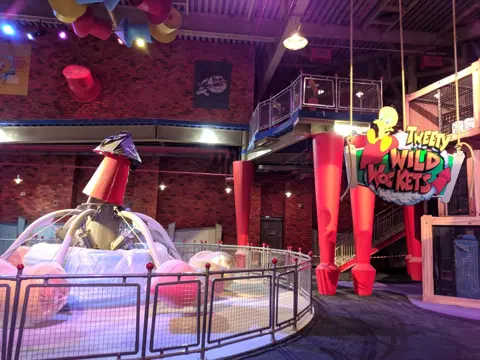Colourful indoor ride setting at Warner Bros. World Abu Dhabi