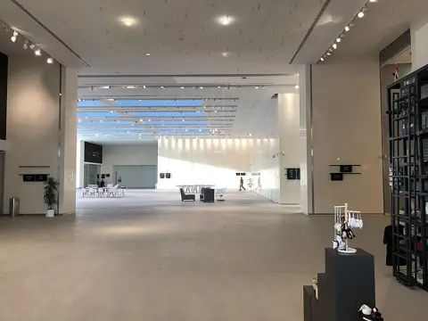 The arts centre’s bright interior foyer.