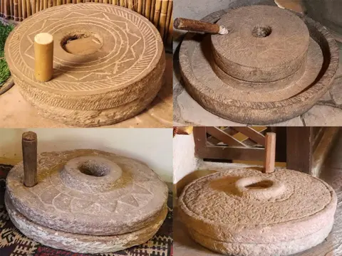 میوزیم کے مجموعے میں روایتی پتھر کی کافی چکیاں