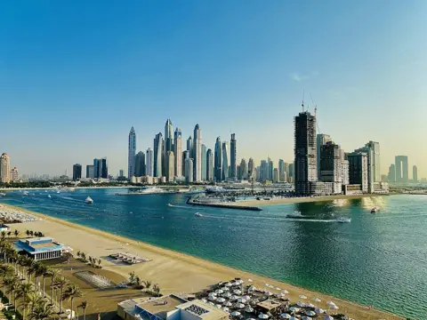 Palm West Beach shoreline and skyline