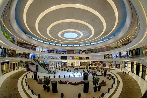 The circular Grand Atrium and its upper-level balconies