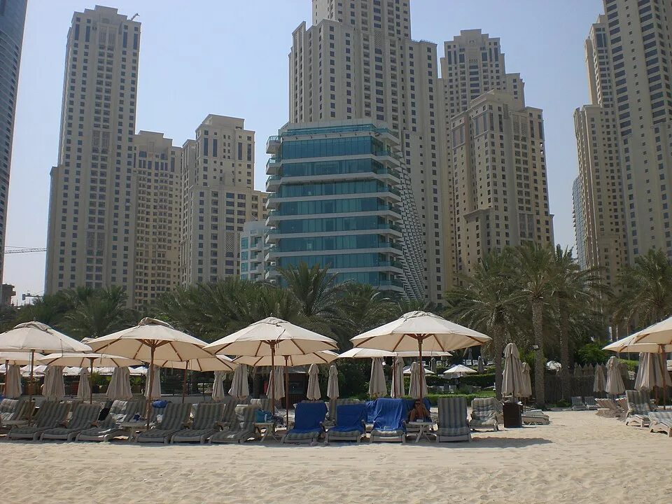 Hilton Dubai Jumeirah viewed from its beachfront