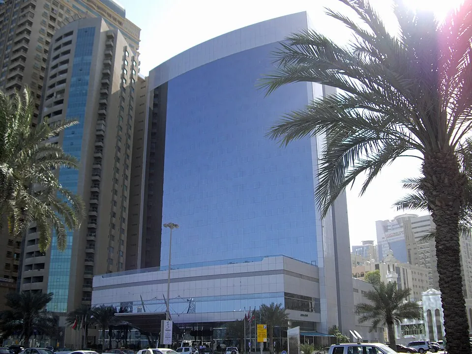 Corniche Hotel Sharjah building, photographed in 2012 under its former Hilton branding